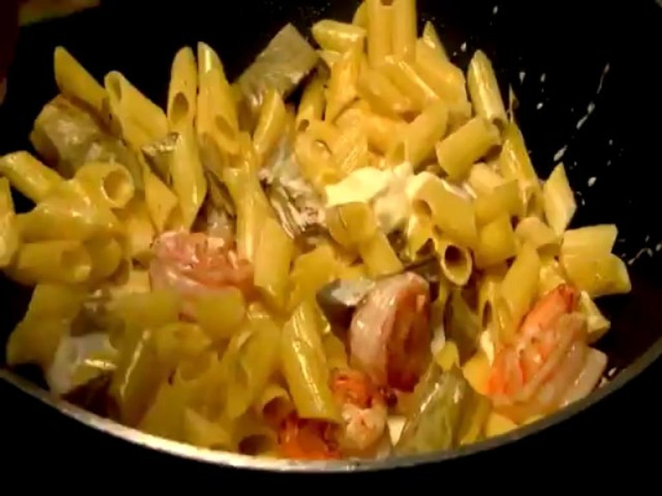 Les pennes aux gambas, aux artichauts et au curry de Philippe Gruson, directeur artistique