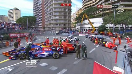 GP2 2013 Monaco Race 1 MASSIVE Pile Up 15 cars
