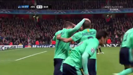 هدف دافيد فيا برشلونة 1-0 ارسنال ذهاب دور ال16 10-11
