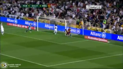 ميسي يتلاعب بجميع لاعبين الريال ويعطي لبيدرو وهدف للبارسا ولكن الحكم يلغيه