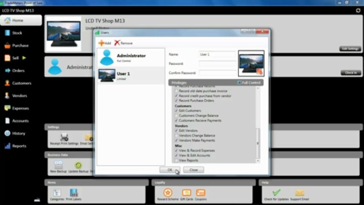 TradeMeters POS V3 USER/EMPLOYEE RIGHTS