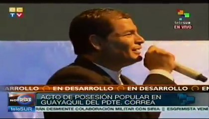 Acto de posesión popular en Guayaquil del presidente Rafael Correa