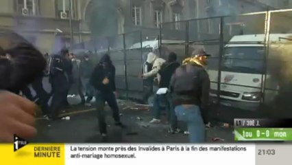 Download Video: Violents affrontements entre manifestants et policiers aux Invalides