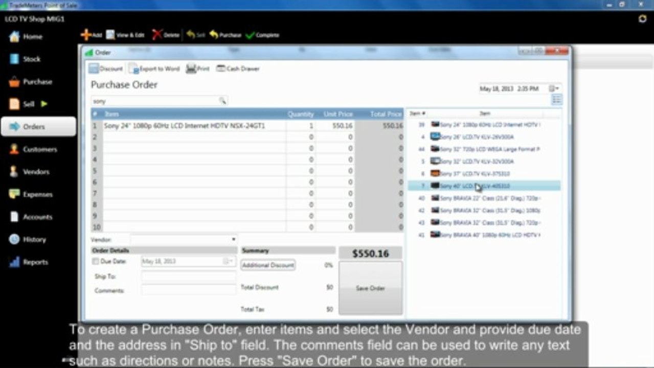 TradeMeters POS V3 How To Create Purchase Orders