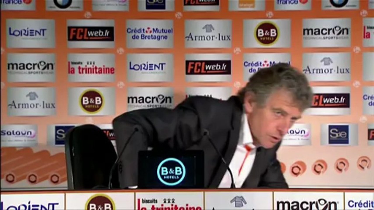 Conférence de presse FC Lorient - Paris Saint-Germain : Christian  GOURCUFF (FCL) - Carlo ANCELOTTI (PSG) - saison 2012/2013