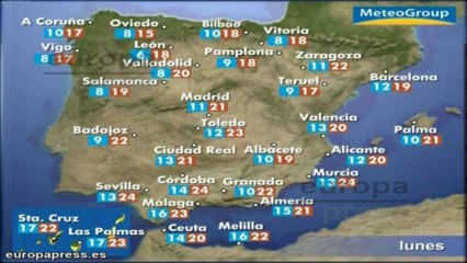 Previsión del tiempo para este lunes 27 de mayo