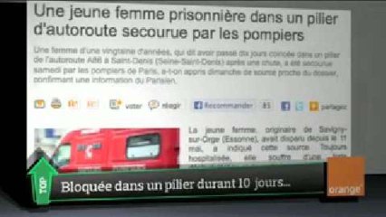 Une femme coincée 10 jours dans un pilier d'autoroute : le Top Médias du 27 mai 2013