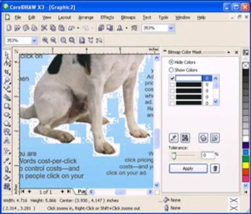 Bitmap masking in CorelDraw