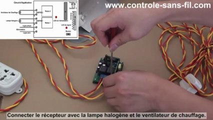 Interrupteur Sans Fil  220V 315/433Mhz  contact sec à télécommande pour commander simultanément lampe halogène et ventilateur de chauffage