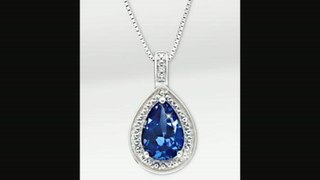 Ftd 158 Ct. Created Sapphire Pear Drop Sterling Silver Pendant Necklace  Good