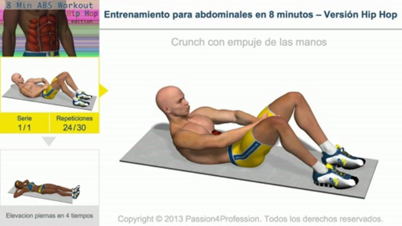 Entrenamiento para abdominales en 8 minutos – Versión Hip Hop