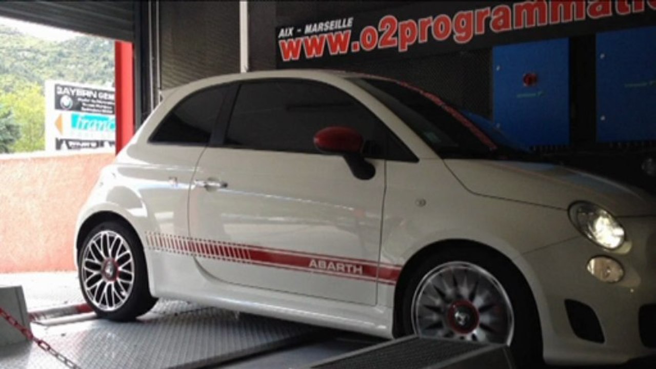 ::: o2programmation ::: Fiat 500 abarth 1.4L Tjet Stage 2 140@178ch, Reprogrammation Moteur sur Banc de Puissance Cartec Marseille PACA