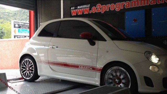 ::: o2programmation ::: Fiat 500 abarth 1.4L Tjet Stage 2 140@178ch, Reprogrammation Moteur sur Banc de Puissance Cartec Marseille PACA