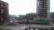 Russian crane collapses into apartment block