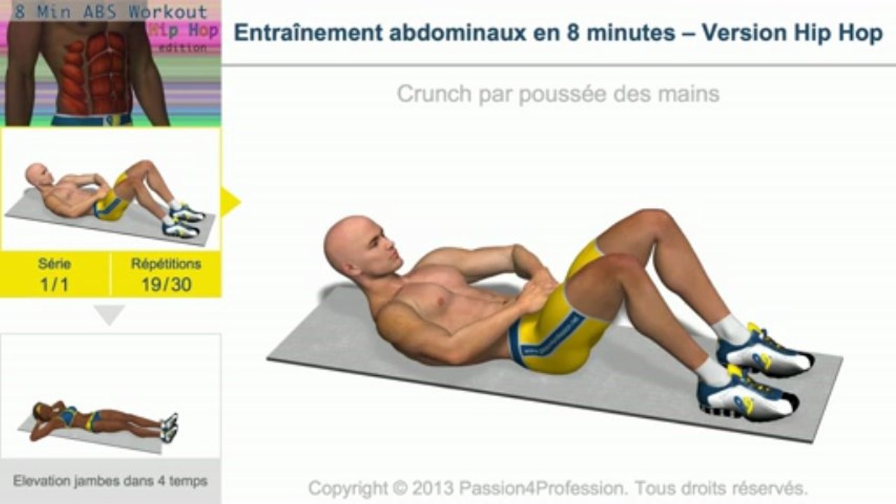 Entraînement abdominaux en 8 minutes – Version Hip Hop