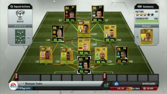 FIFA 13 Ultimate Team Squad Builder - TOTW 23 - IF REUS IF JOVETIC IF DANILO