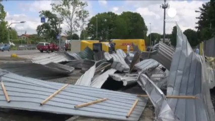 Lorries struggle against Tornado in Milan