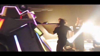 Skrillex violently hits his head and falls!