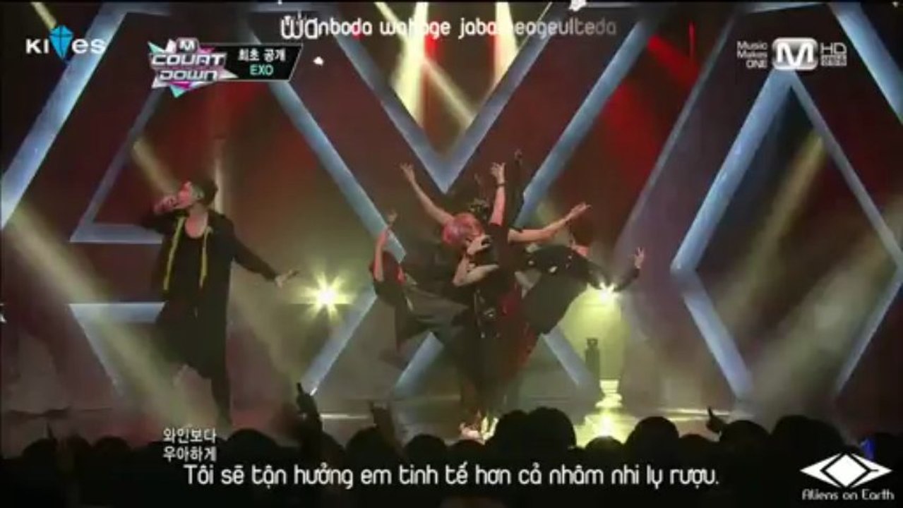 [Vietsub + kara] 130530 M!Countdown Comeback Stage - Intro + Wolf - EXO [ AoE ST]