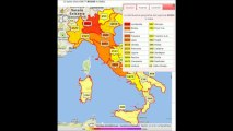 Carte de la popularité du nom ROSSI  en Italie.