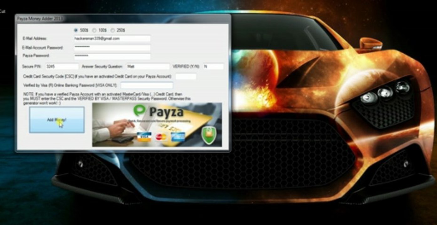 NEW Working Payza Money Adder June 2013 Update Mediafire Link