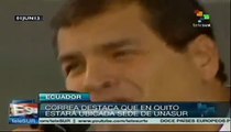 Correa destaca que en Quito estará ubicada sede de Unasur