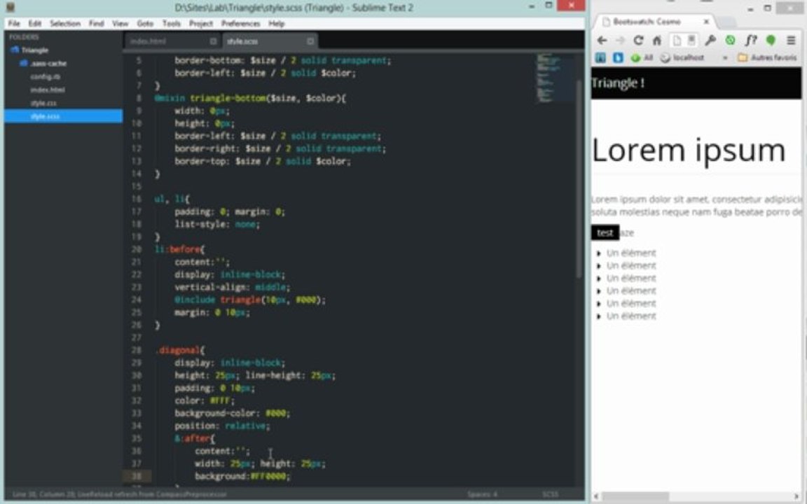 Tutoriel vidéo HTML-CSS : Créer des triangles en CSS