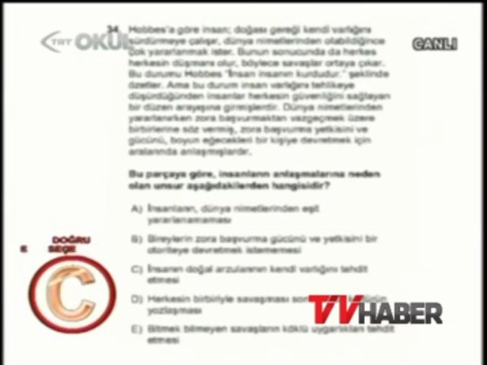 2013 YGS Felsefe Soru ve Cevapları