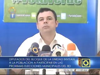 Diputados de la Unidad invitan a participar en las lecciones municipales del 8D