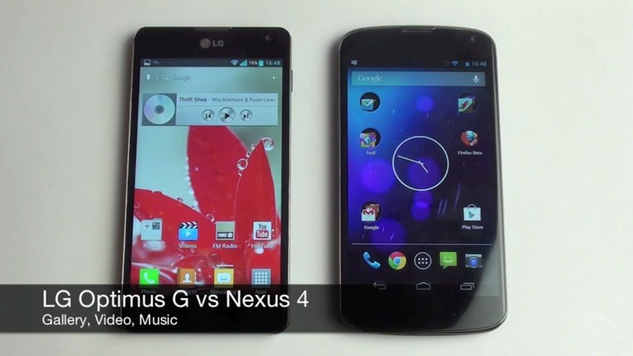 LG Optimus G vs Nexus 4 - Gallery, Video, Music player