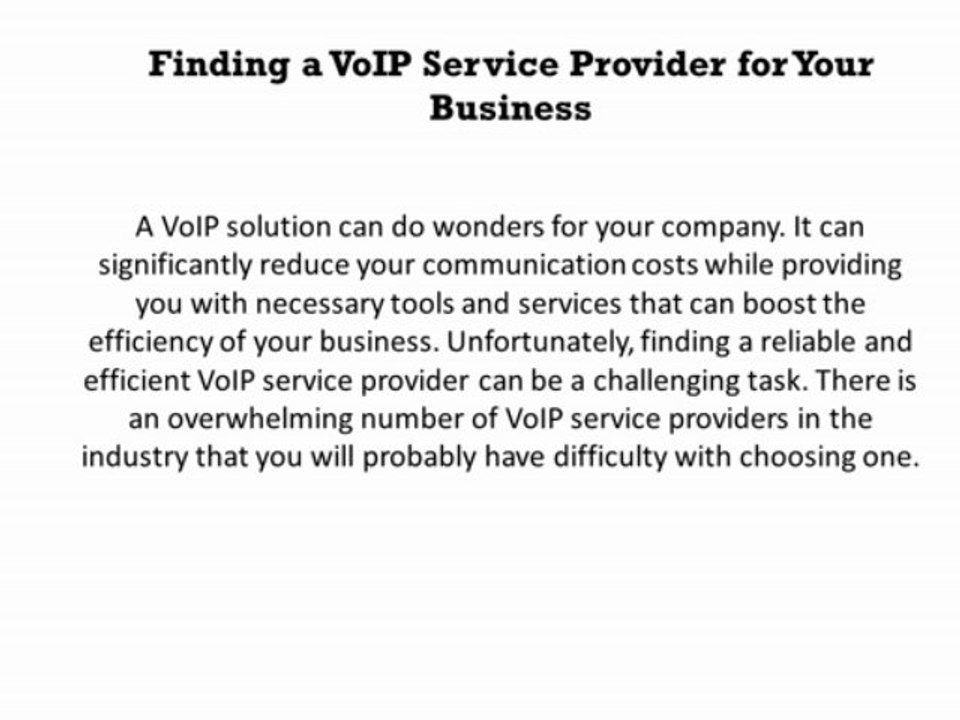 Finding a VoIP Service Provider for Your Business