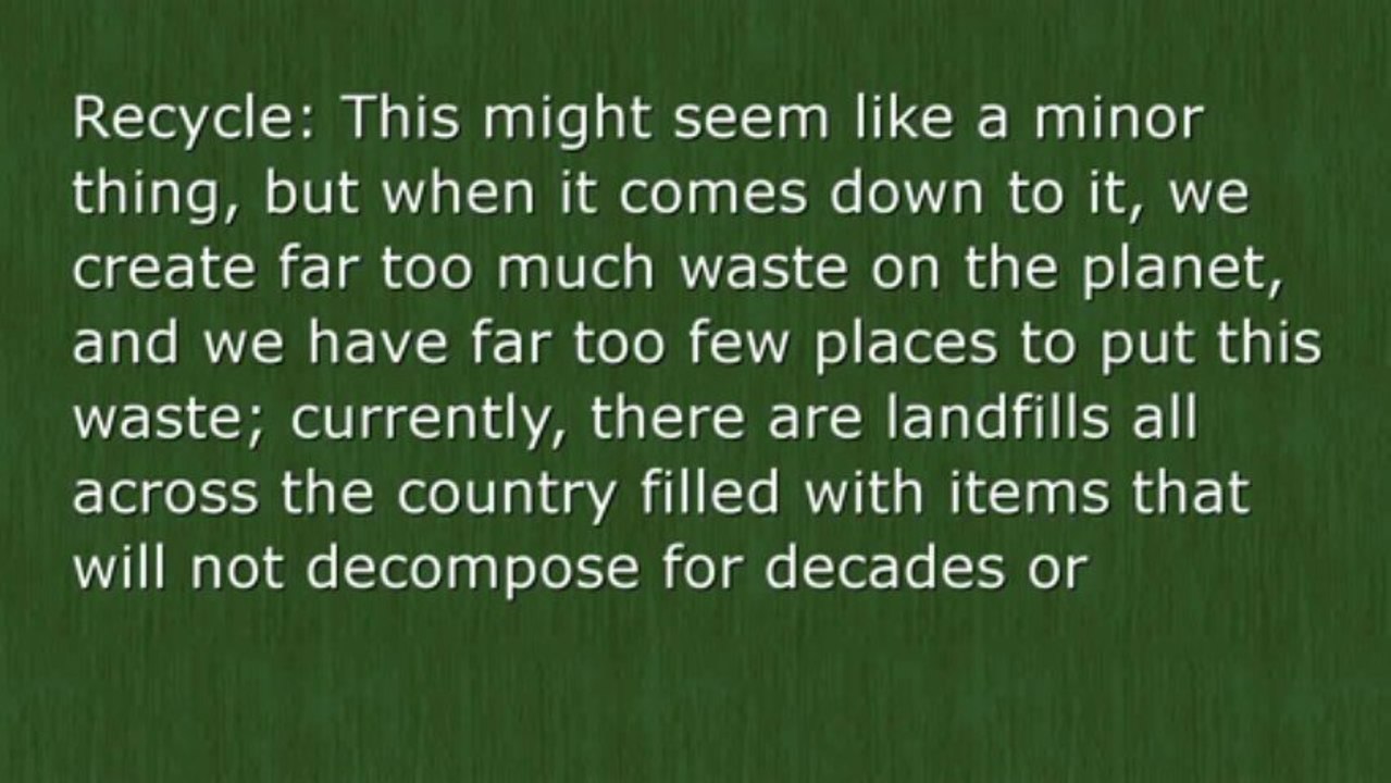 Saving The Environment
