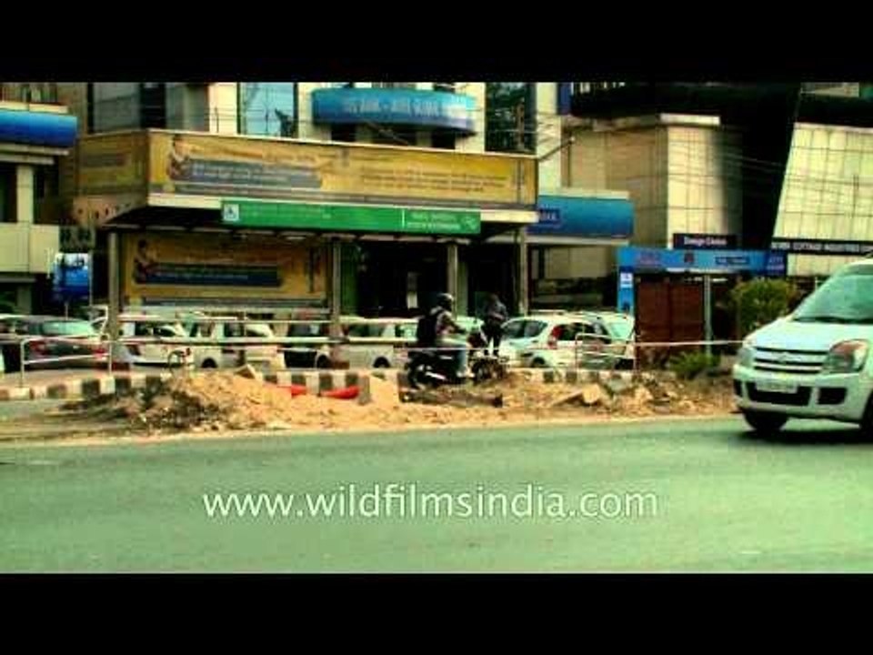 Delhi Metro Rail Construction in process at South Extension, Delhi