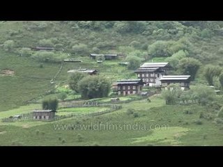 Beautiful traditional Bhutanese homes in central Bhutan