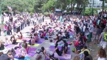 Turkish protesters hold mass yoga demo