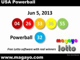 USA Powerball Drawing Results for Jun 5, 2013