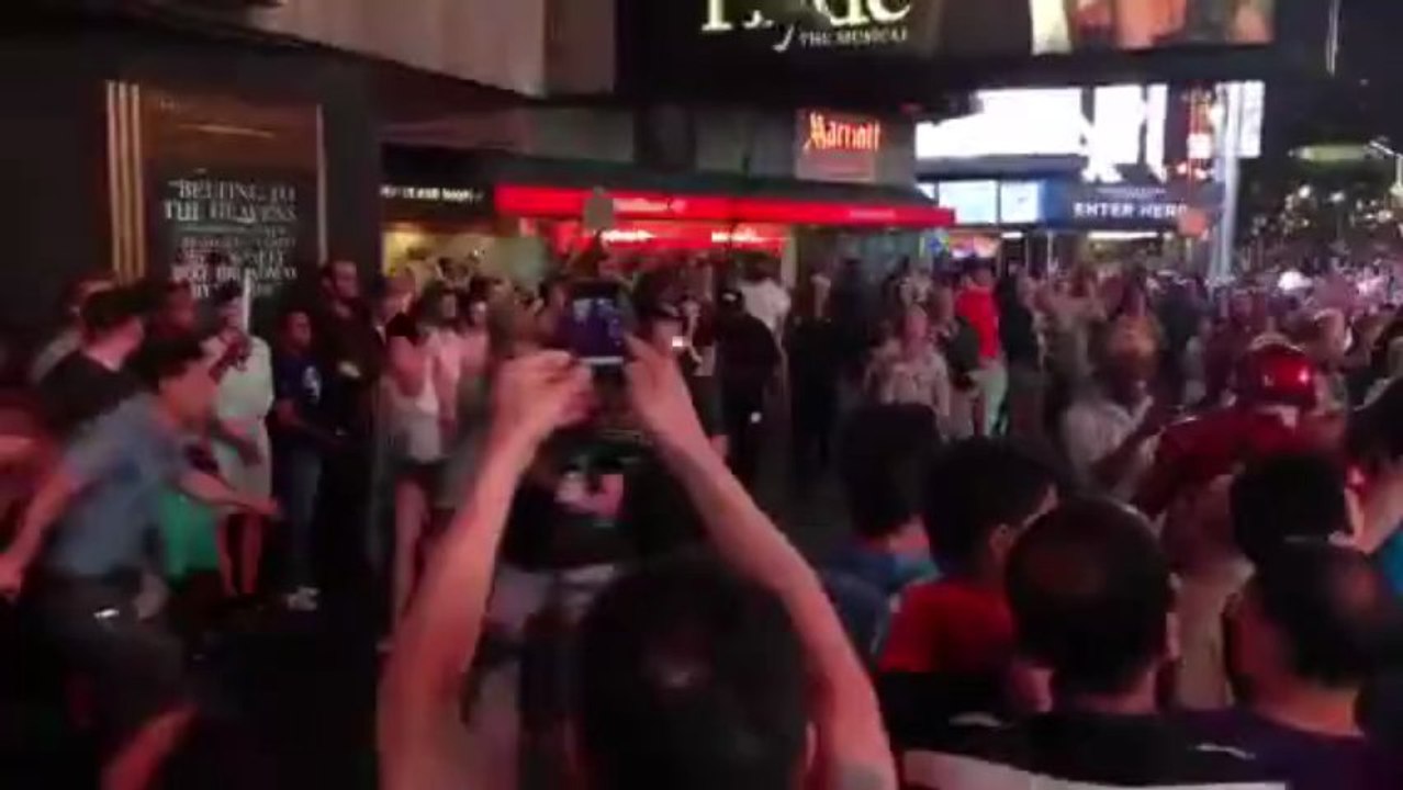 Michael Keaton in Times Square