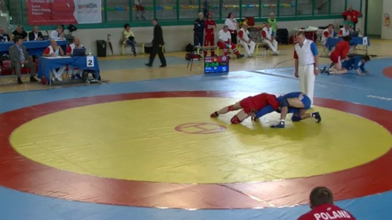 Jacek Cal (POL) vs Jean Reina (FRA) 74 kg - European SAMBO Championships 2013, Crema Italy