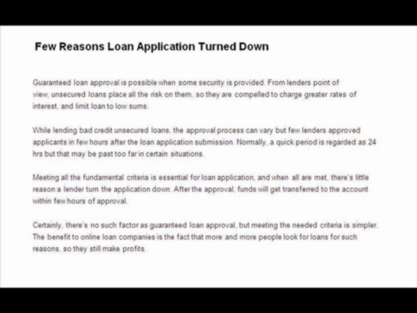 Get Quick Approval For Faster Funds With Unsecured Loans For Bad Credit Video Dailymotion