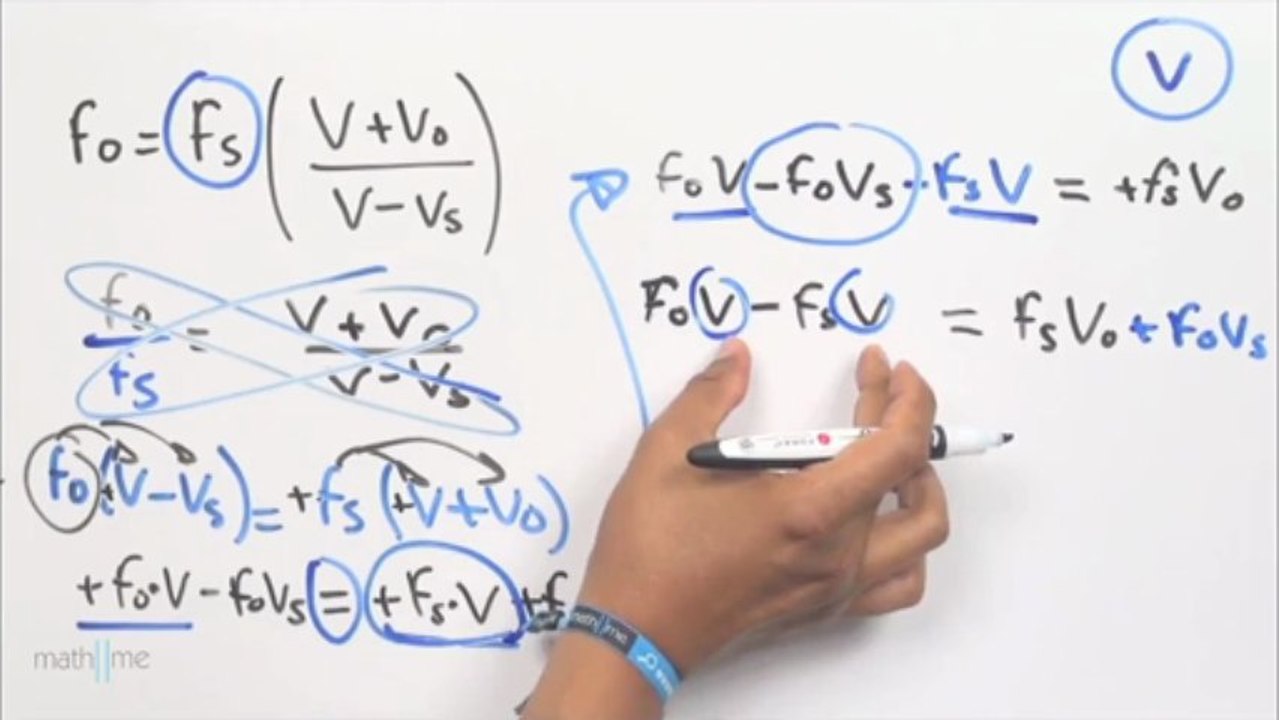 Despejar V de fo=fs[(V Vo)_(V-Vs)]