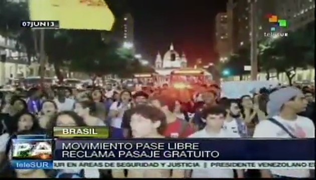 Protestas por alza en tarifas de autobús en Brasil