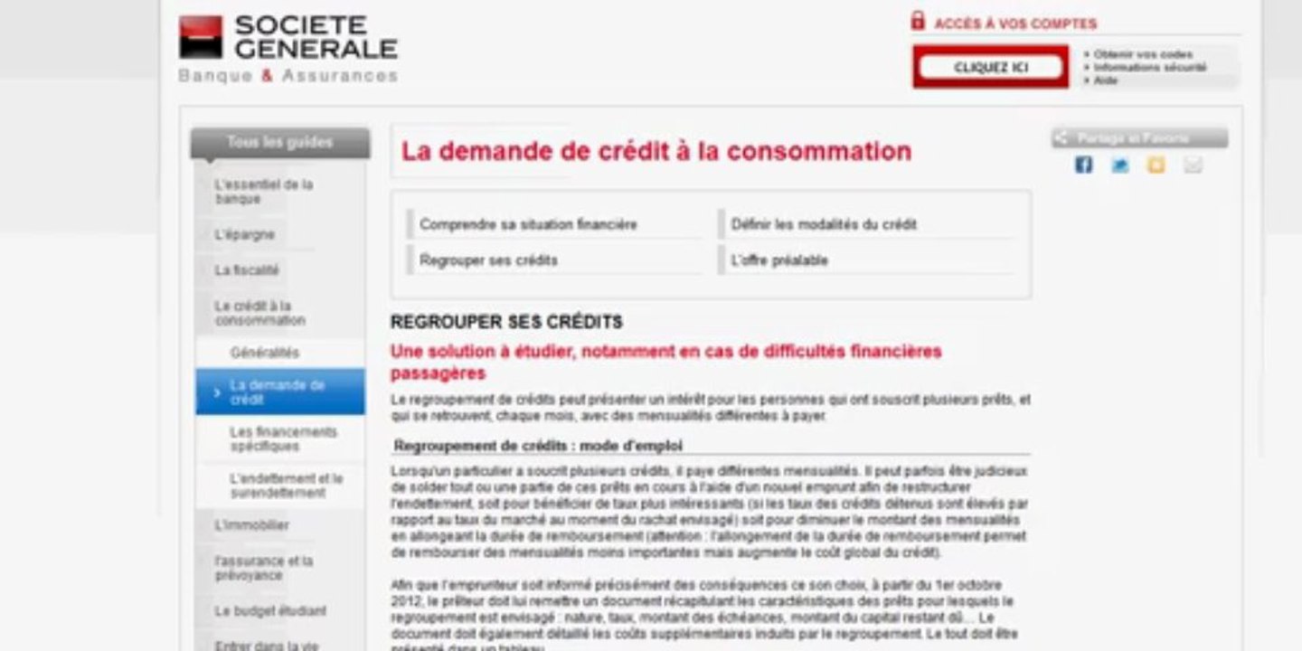 Rachat de crédit Société générale Refinancement