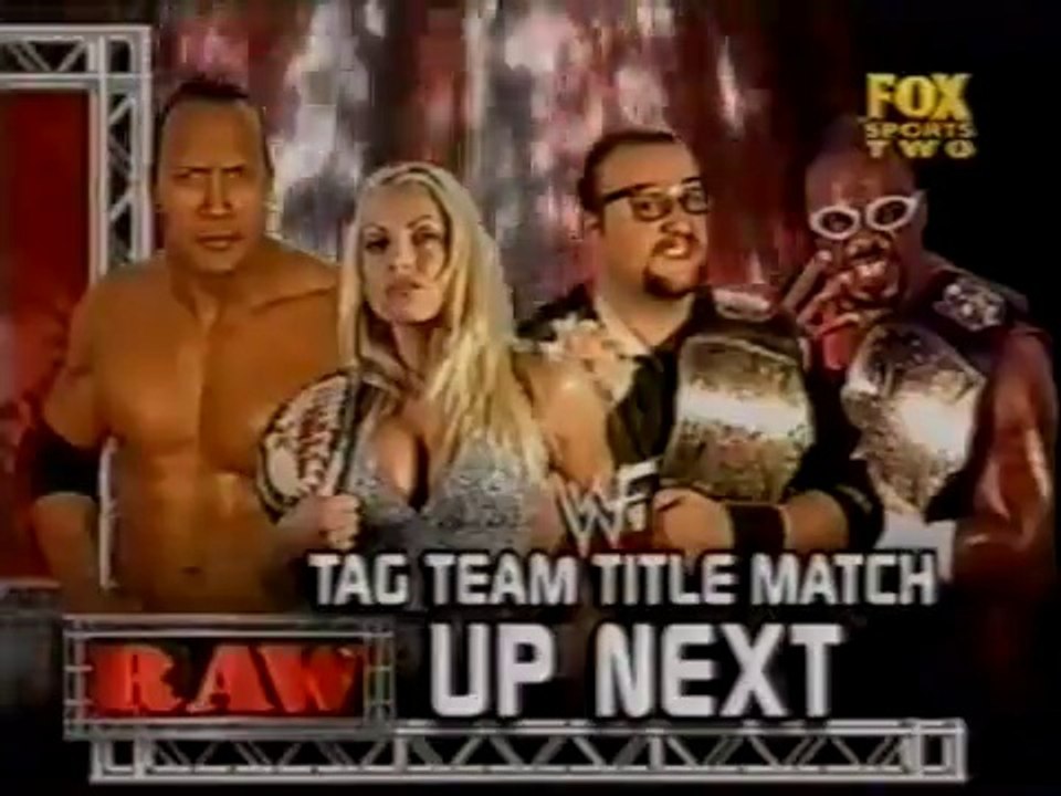 The Rock & Trish Stratus vs. Dudley Boyz w/Stacy Keibler