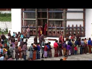Mass of devotees lined up patiently to touch Thangka and get the blessings in Bhutan