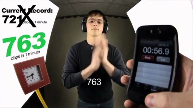 Мировой Рекорд - 802 хлопка в ладоши за 1 минуту