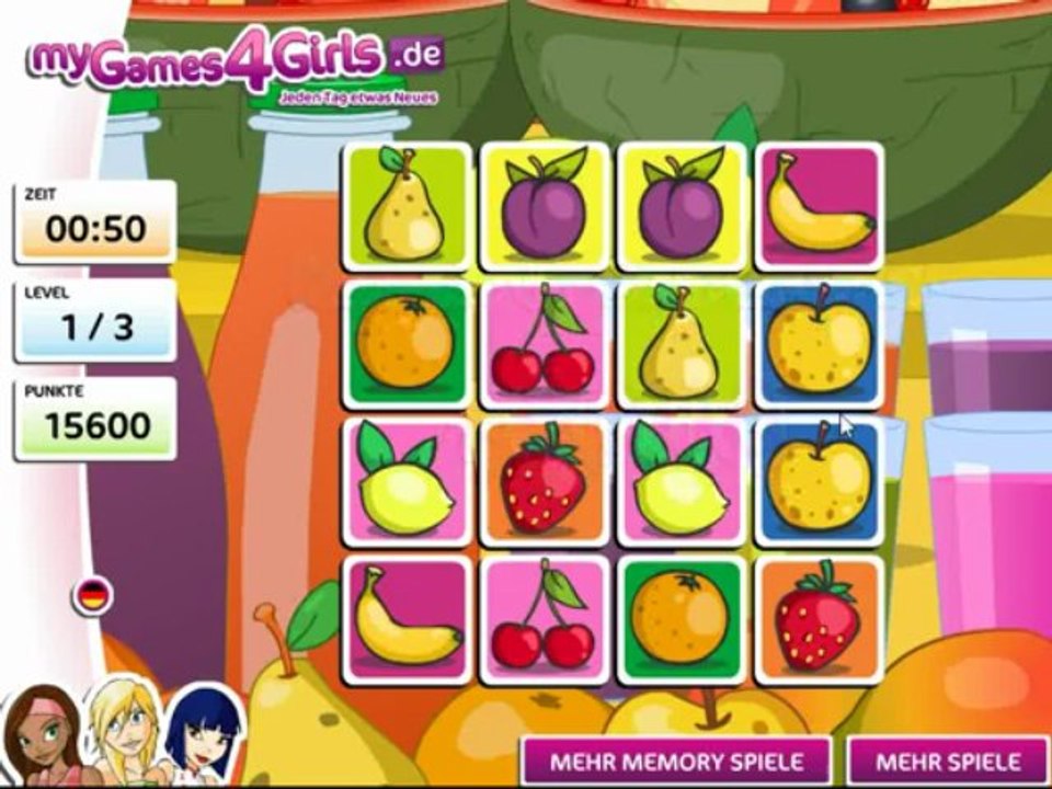 Früchte Memory Spiel - MyGames4Girls