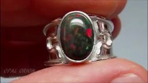 AAB28 - BIJOU OPAL ORION - Bague Oméga en Argent 925 & Opale Noire d'Ethiopie Welo