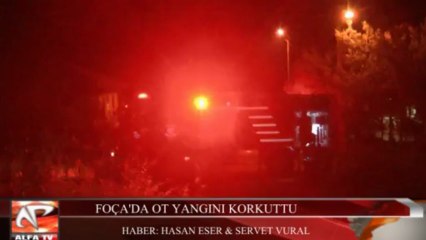 Foça'da Otluk Alanda Çıkan Yangın Korkuttu