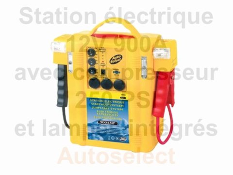 Station électrique 12V 900A avec compresseur 250 PSI et lampes intégrés - Autoselect