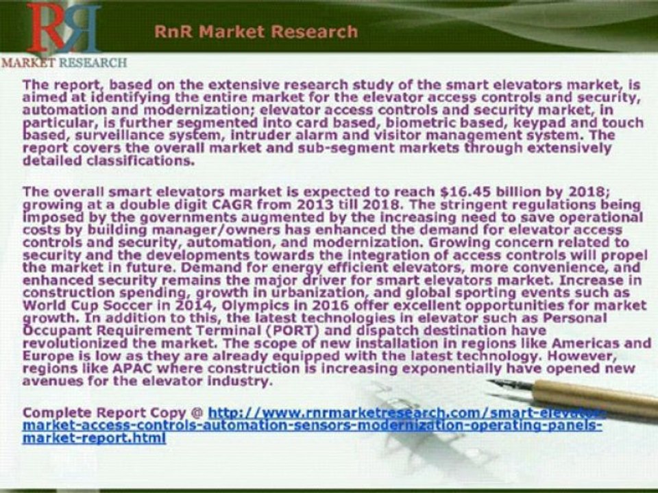 Smart Elevators Market 2013-2018